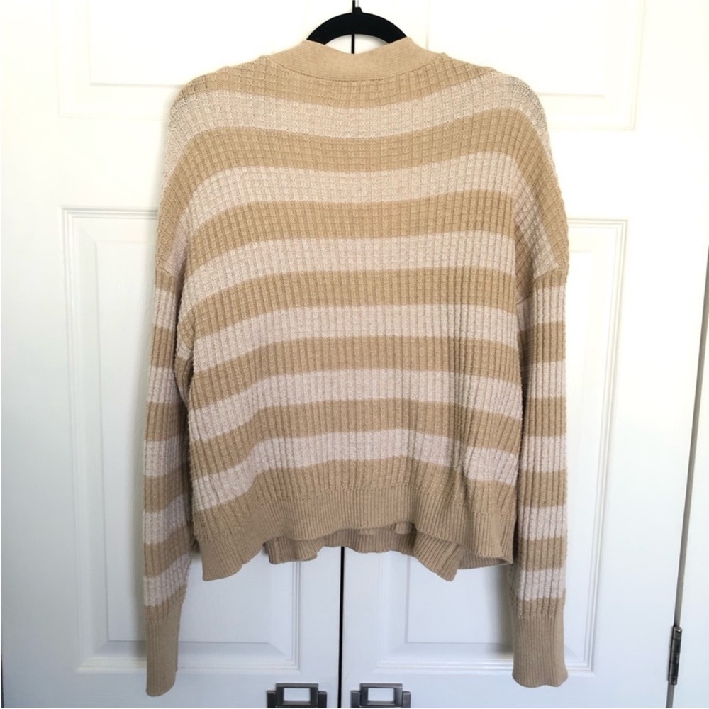 Evereve Tan and Cream Striped Cardigan Cami Set - Picture 8 of 11